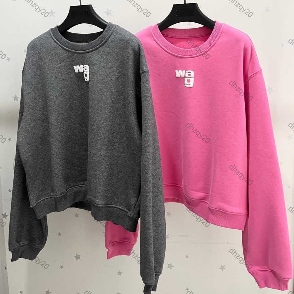 

Aw Sweatshirt Designer Hoodie Chest Letter Sweater Autumn Winter Women's Crew Neck Pullover Fashion Versatile Casual Shirt Short Cotton t shirts, Deep pink