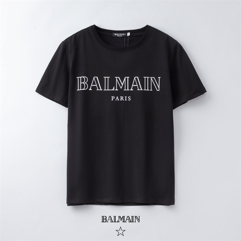 

Balmain Design Luxury Mens T Shirt Polo Shirt Fashion Hollow out Letter Print Round Neck Short Sleeve Summer Loose T-Shirt Casual Top Black Asian Size S-2XL