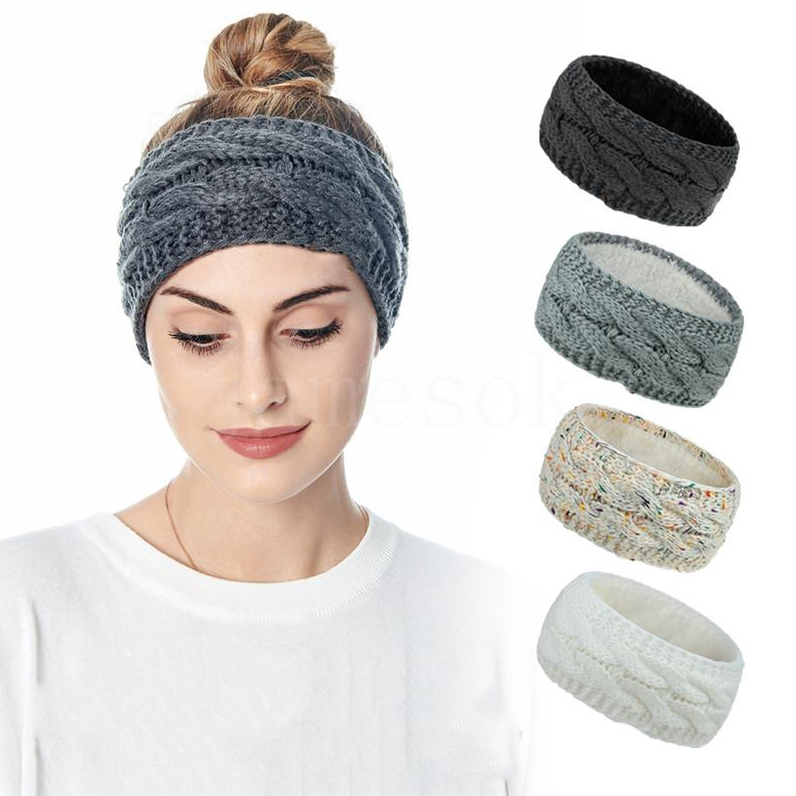 

Knitted Headband Winter Women Lady Warmer Crochet Turban Head Wrap Plush Earflaps Elastic Headwrap Hairbands Accessories, 2-no lable