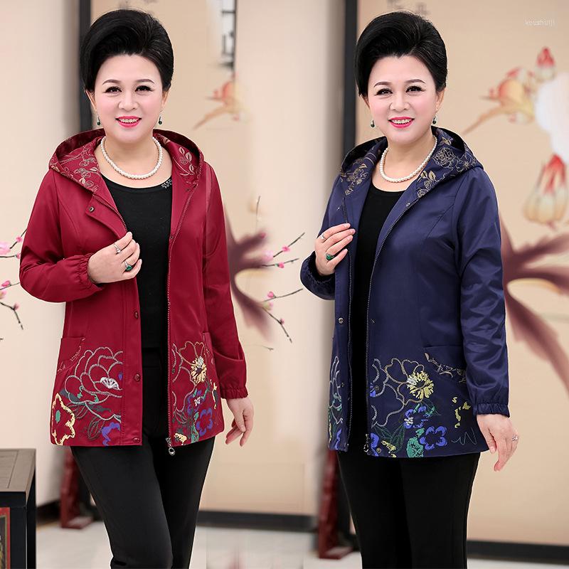 

Women's Jackets 8XL / 200kg Women's Coat High Quality Elegant Embroidery Short Jacket Tops Middle-aged Mother Spring Autumn Coats, Green