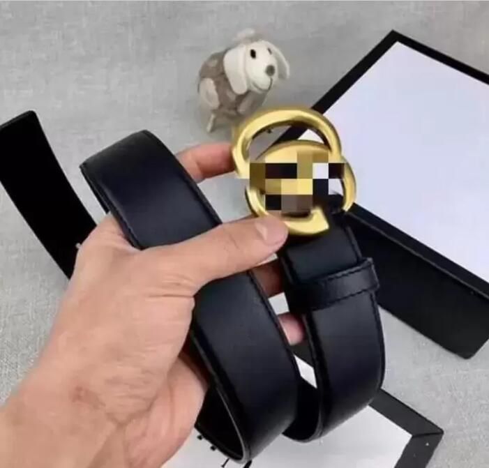 2022 Belts Womens Mens Belt Black Genuine Leather Gold Smooth Buckle with White Box Dust Bag White Gift Bags Card #GPM15 SIZE 105-120CM