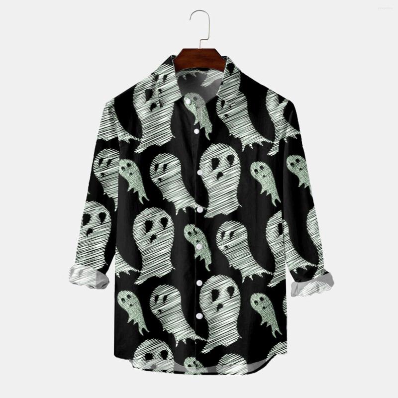 

Men's Casual Shirts Male Rompers Men Small Dress Down Party Halloween Specter Print T Plain Bulk Long Sleeve, Blue