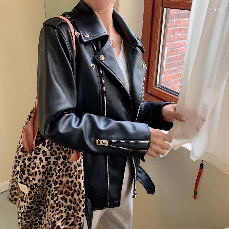 

Women's Leather Black PU Jackets For Women Clothing Casual Jacket Korean Motorcycle Warm Woman Coat Casaca Para Mujer Zm