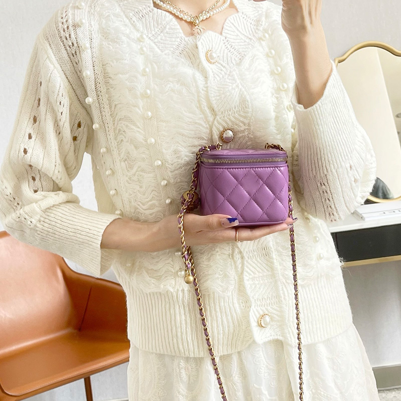 

10A Original quality woman cosmetic bag 11cm luxurious designer bagss leather crossbody bags gold ball shoulder bag AP1447 With Box C074