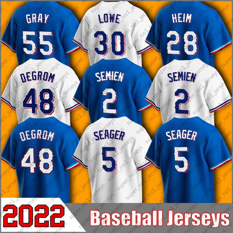 

48 Jacob DeGrom Baseball Jersey Texa Corey Seager Marcus Semien Jon Gray Martin Perez Jerseys Ranger Jonah Heim Nathaniel Lowe Brad Miller Adolis Garcia, Man custom jersey (yqb