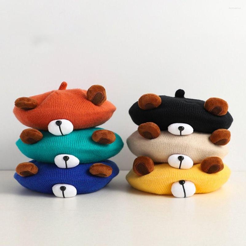 

Berets Wool Beret Hats Baby Winter French Hat Girls Boys Solid Color Fashion Autumn For Kids Flat Cap Felt, Beige