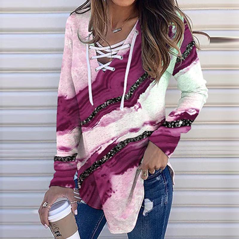 

Women' Blouses Lady Autumn Casual Hooded Sweatshirt Women' Winter Fashion Print V-Neck Tie Long Sleeve Pullover Office Elegant Tops, 04 plaid red