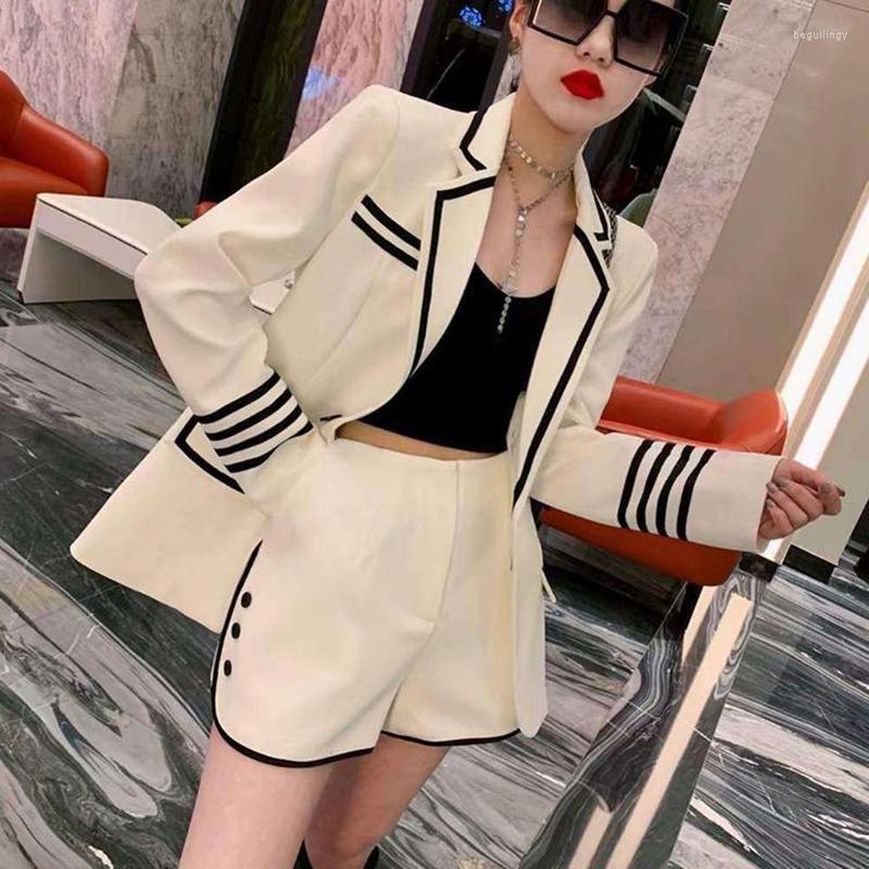 

Women' Tracksuits College Style Spring Suits Design Sense Mid-Length Small Jacket Female Shorts Two-Piece Sets Women, Black