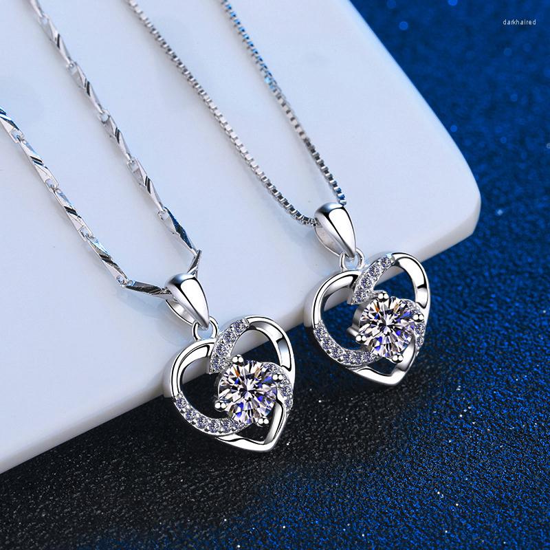 

Chains Heart Pendant 0.8CT Moissanite Necklace Sterling Silver Thanksgiving Mother's Day Anniversary Gift For Women