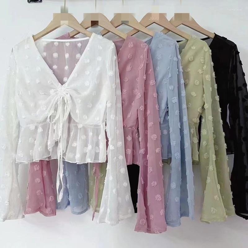 

Women's Blouses Ladies Tops Casual V-Neck Sexy Blouse Fashion Women Loose Shirt Vintage Elegant Clothes Blusas 22138, Black