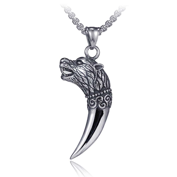 

Animal Wolf Tooth Pendant Necklaces Ancient Silver Stainless Steel Chain Necklace Women Men Hiphop Fashion Fine Jewelry