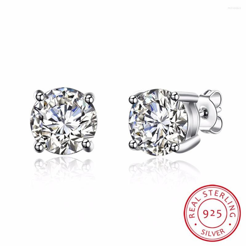 

Stud Earrings S925 Sterling Silver 8M Zircon Simple Women's Jewelry Upscale Wedding