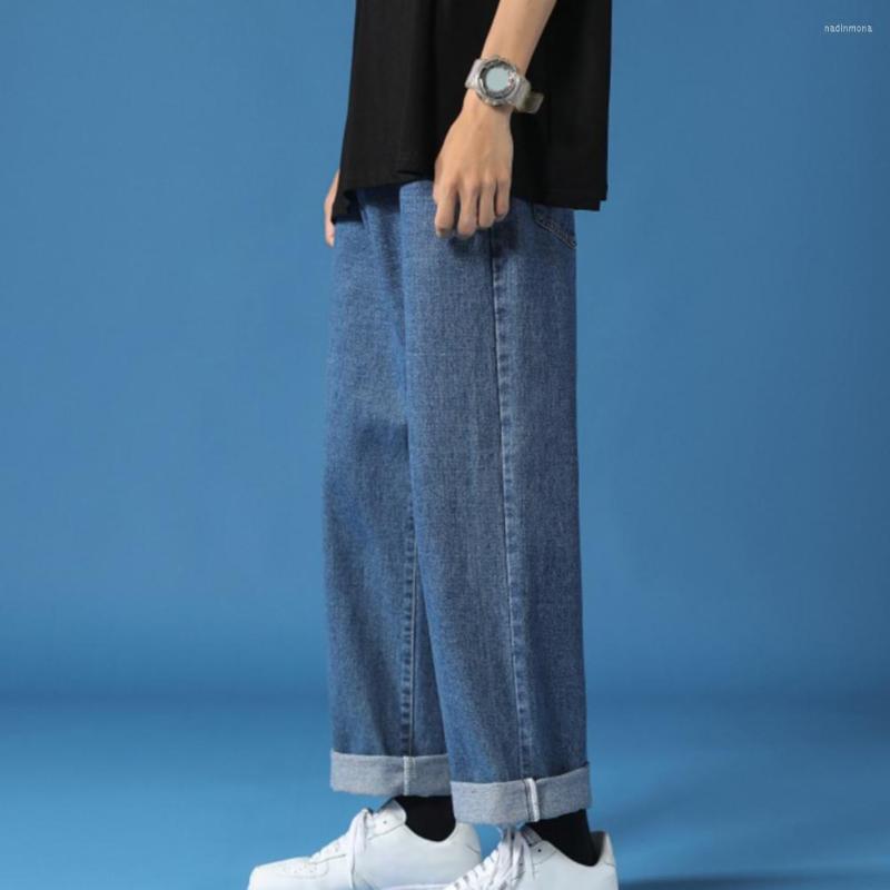 

Men's Pants Stylish Men Button Zipper Streetwear Super Soft Pure Color Denim Jeans, Black