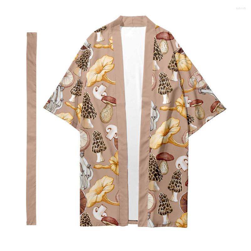 

Ethnic Clothing Men's Japanese Traditional Long Kimono Cardigan Women Samurai Mushroom Floral Pattern Shirt Yukata Jacket