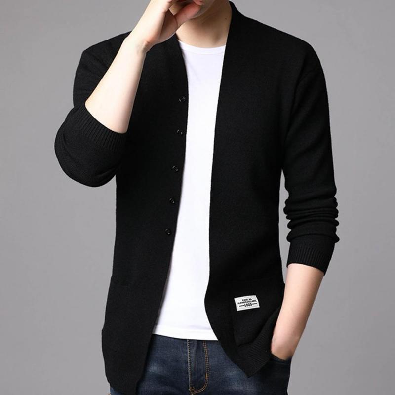 

Men's Sweaters Stretchable Trendy Soft Spring Sweater Fit Men Pure Color For School, Black