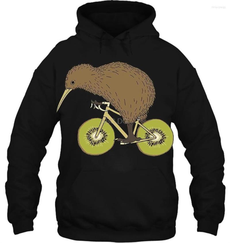 

Men's Hoodies Men Hoodie Women Sweater Kiwi Riding Bike With Wheels, Men-white