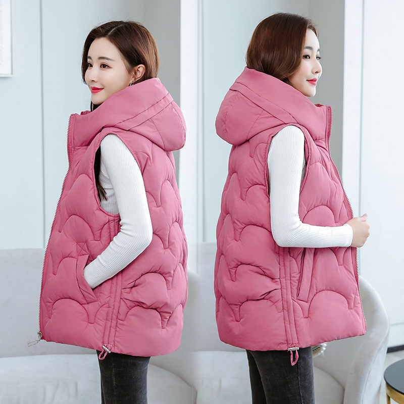 

Women's Vests Autumn Winter Jacket Vest Korean Down Cotton Waistcoat Short Loose Sleeveless Outerwear Women Parkas Mujer korean pink top coat 221202, Black
