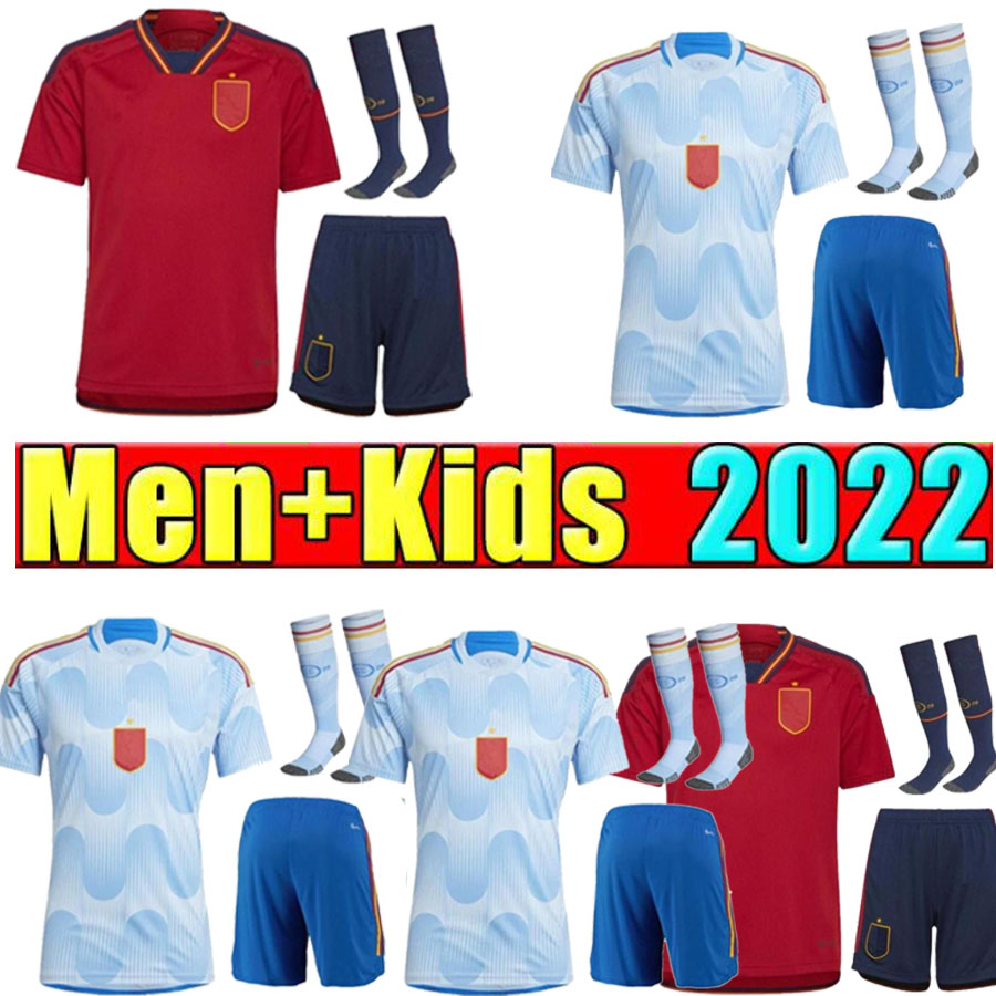 

2022 2023 Spain soccer jerseys Espana ANSU FATI ASENSIO MORATA FERRAN KOKE GAVI AZPILICUETA C.SOLER WORLD cup RAMOS football shirts adult kids sock kit, Red