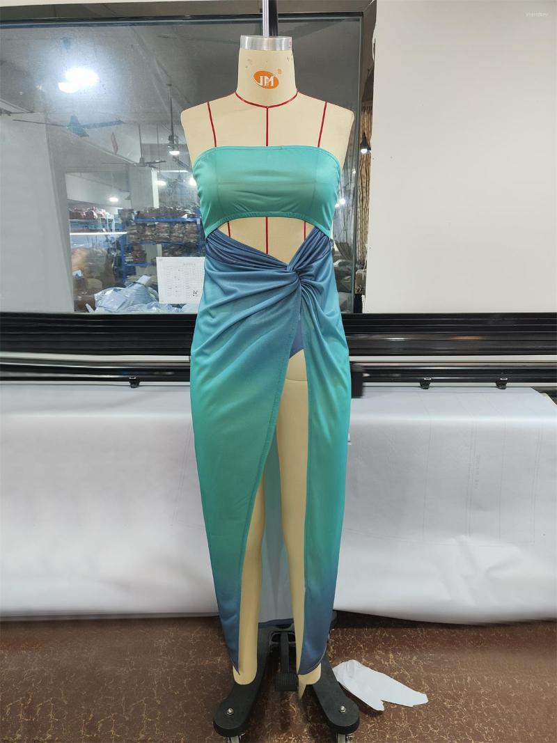 

Work Dresses LFRVZ 2022 List Young Sexy Club Solid Holiday Beach Strapless Sleeveless Top Long Spit Maxi Skirts Women 2 Piece Set, Green