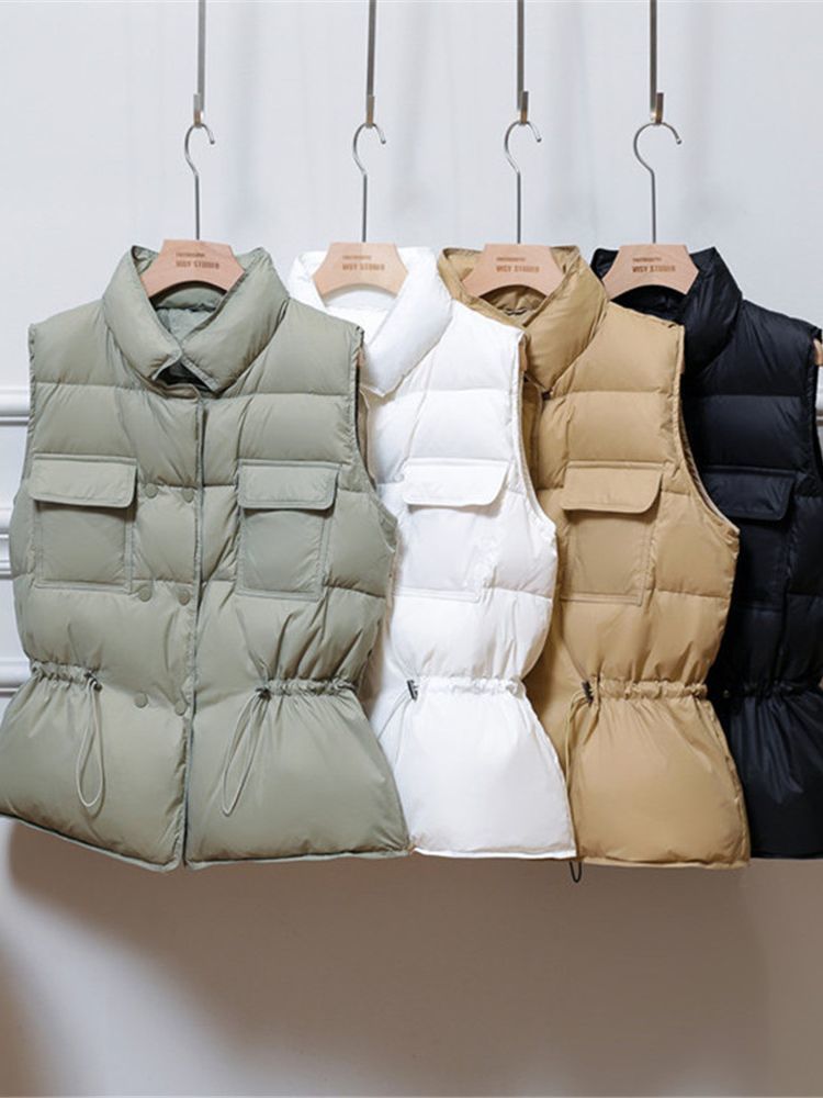 

Women' Vests Autumn Winter Women Ultra Light Down Vest White Cotton Down Jacket Short Down Coat Parka Ladies Sleeveless Waistcoat 221202