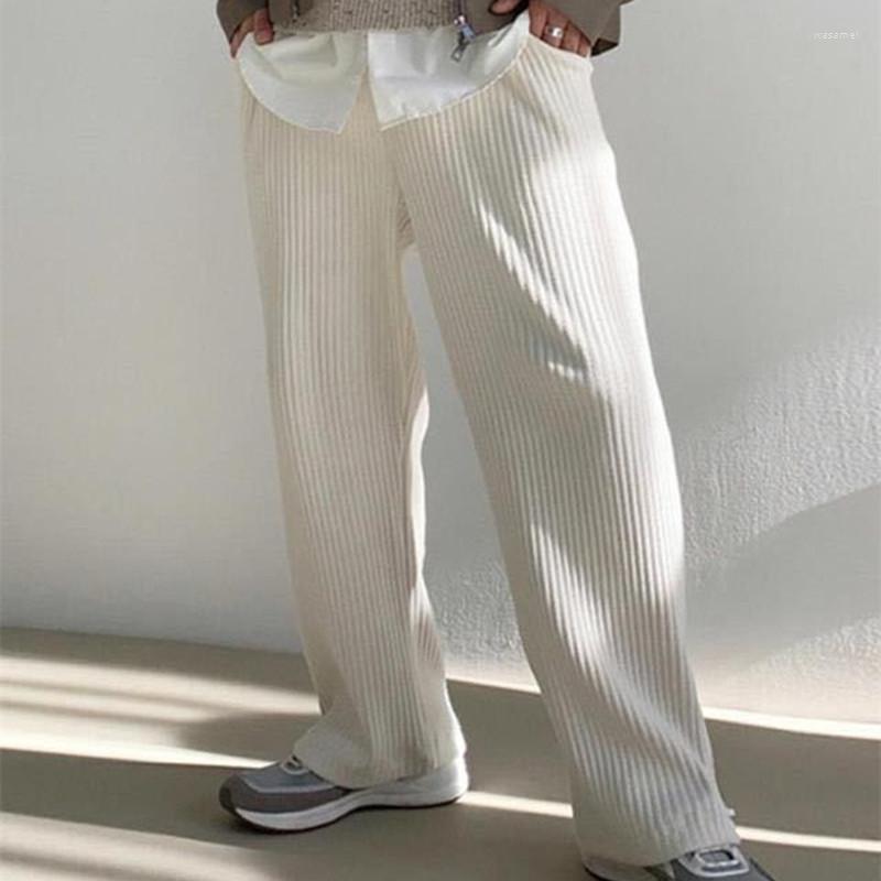 

Men' Pants Autumn 2022 Men' Loose Solid Color Corduroy Hip Hop Wide Leg Casual Sports Streetwear -3XL, White