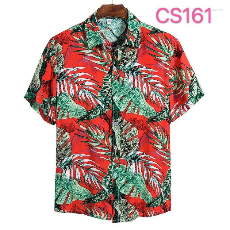 

Men's Casual Shirts Beach Style Print Men Loungewear Short Sleeve T-Shirt Turn-Down Collar Cotton Jacket Summer 3XL Home Coat, Cs165