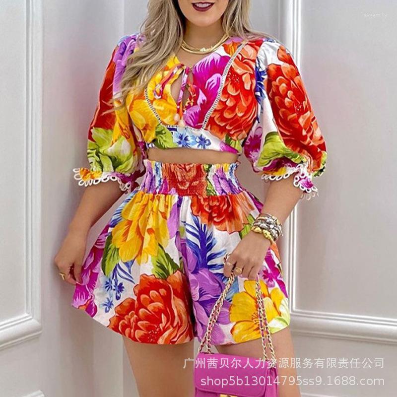 

Women' Tracksuits Two Piece Set Women 2022 Color Printing Leisure Women' Shorts And Top Fashion Suit - Non Positioning, Multi