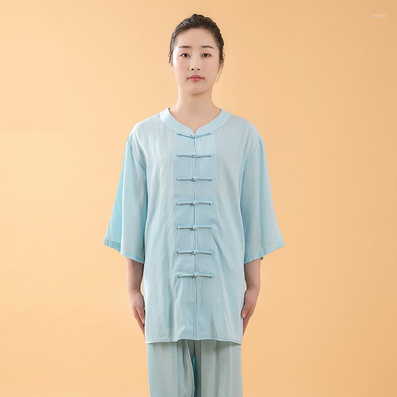 

Ethnic Clothing Women And Men Gymnastics Yaga Tai Chi Suit Solid Wushu Martial Arts Uniform Performance Jacket Pants Exercise
