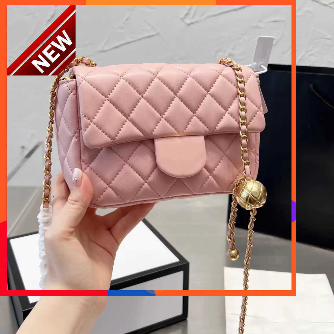 

Women's Brand Designers Shoulder Bags Fashion Mini Small Square Clamshell Bag with Gold Hardware Chain with Adjustable Golden Fall Crossbody bag Factory direct sale