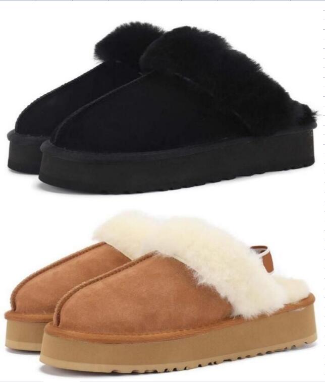 

Fluff Yeah Slide Australia Sheepskin Suede Funkette Slippers Sherpa Disquette Women's Platform Shearling Fur Lined Slide Sandal Slip On Flat Booties, Not sold separately