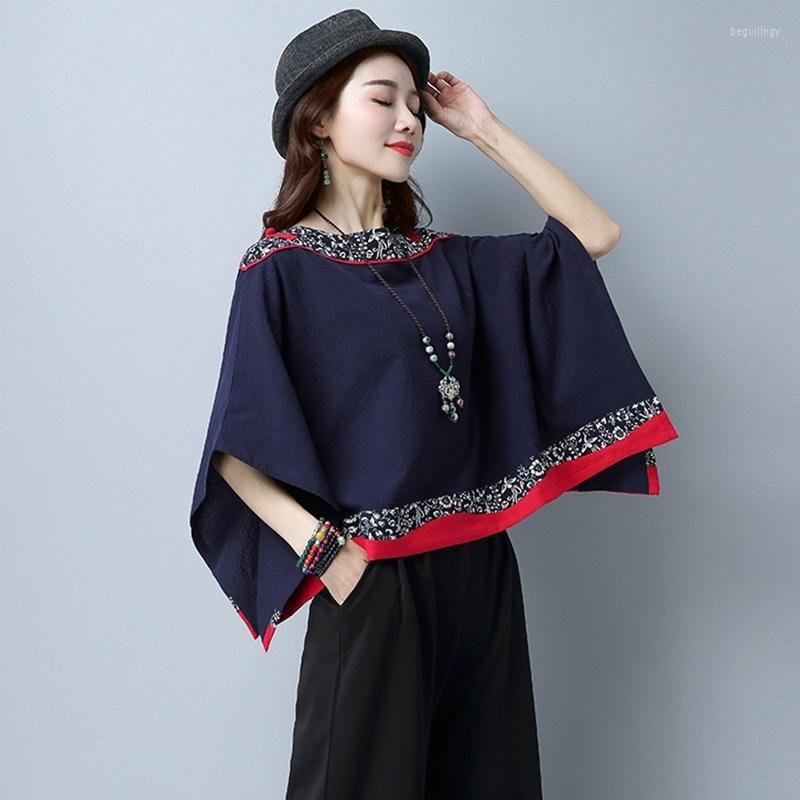 

Ethnic Clothing Oriental Style Female Chinese Cloak 2022 Fashion Summer Embroidery Folklore Vintage Shirt Ladies Tops TA1557
