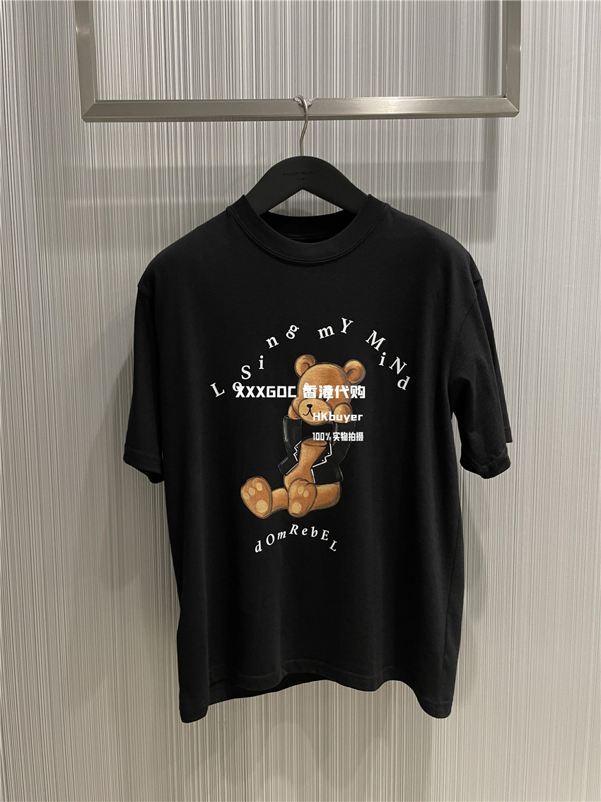 

Men T Shirts and Women Tees Bear Printed Short Sleeve Crew Neck White Black