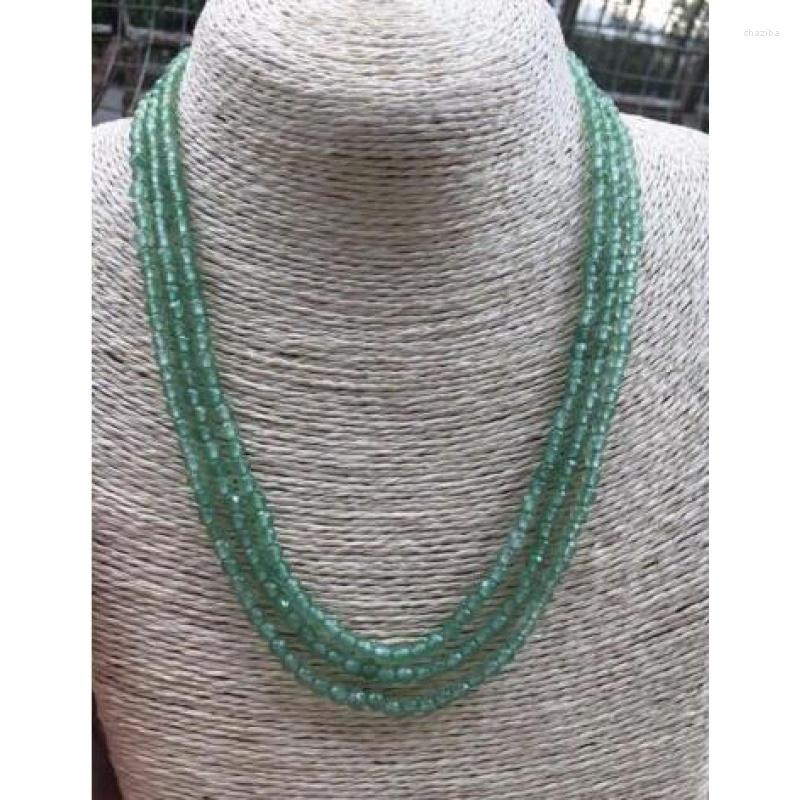 

Chains BEAUTY NATURAL 3 Rows 4mm FACETED Green Aventurine Gems BEADS NELACES 17-19''