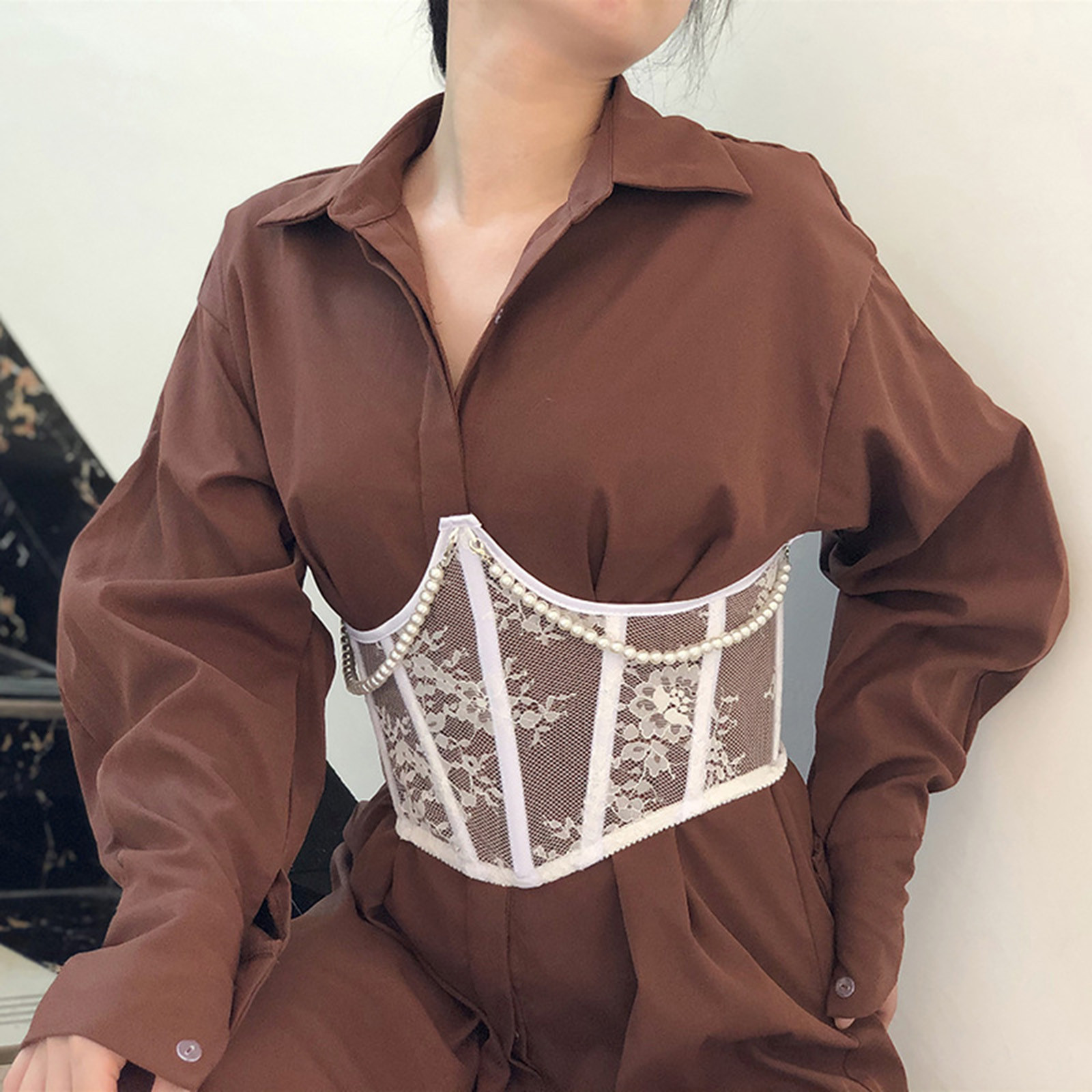 

Women's Shapers Sexy Corset Underbust Women Goth Curve Modeling Strap Underwaist Belt Lace s Bustier 221201, Black