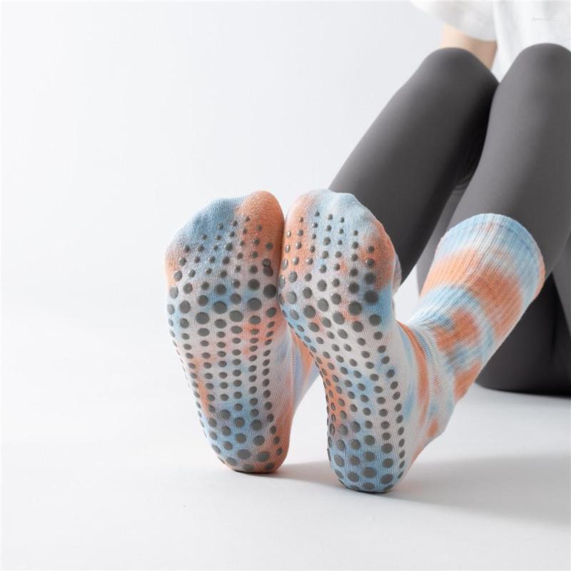 

Athletic Socks High Quality Yoga Terry Floor Pilates Ballet Dance Women Men Tie-Dyed Non Slip Cotton Absorb Sweat Grip Trampoline