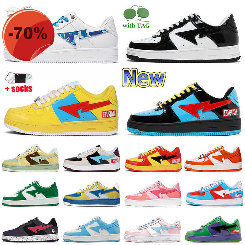 

LOW shoesCasual Shoes Platform Sneakers Trainers Fashion Designer Leather Black White Color Combo Pink Grey Bapestas Baped Sk8 Sta Women Mens Sk8, A51