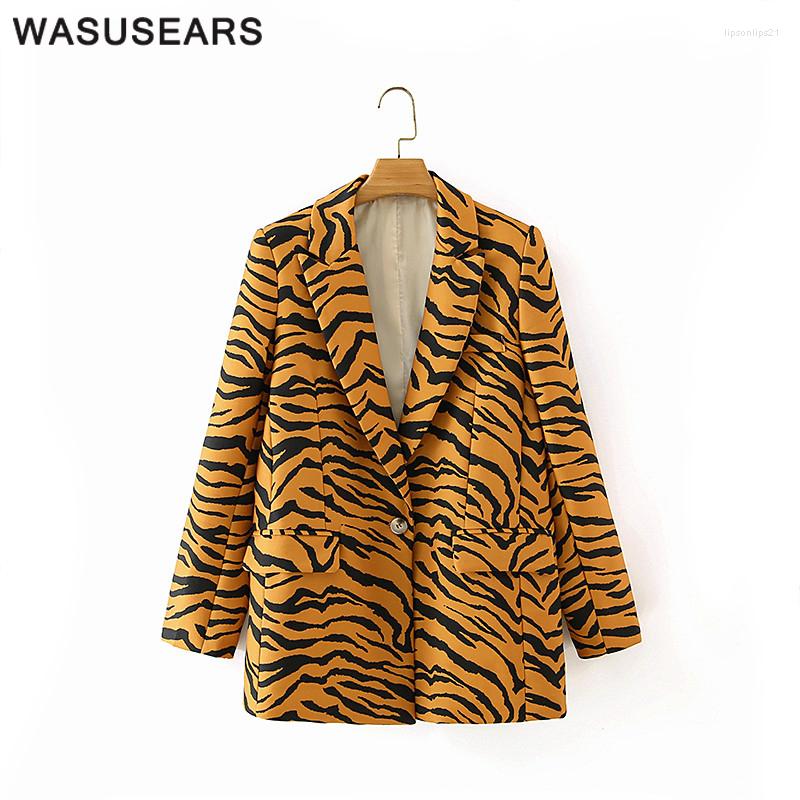 

Women' Suits Women Blazers And Jackets 2022 Notched Single Button Tiger Pattern Blazer Coat Korean Fashion Female Streetwear Chic Autumn, Yellow