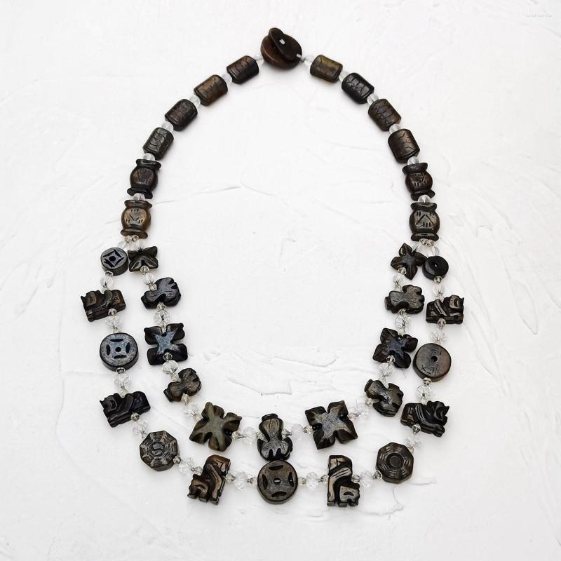 

Choker Lii Ji Women Necklace Stock Sale Only 1pcs Jades Crystal 60cm Brown Color