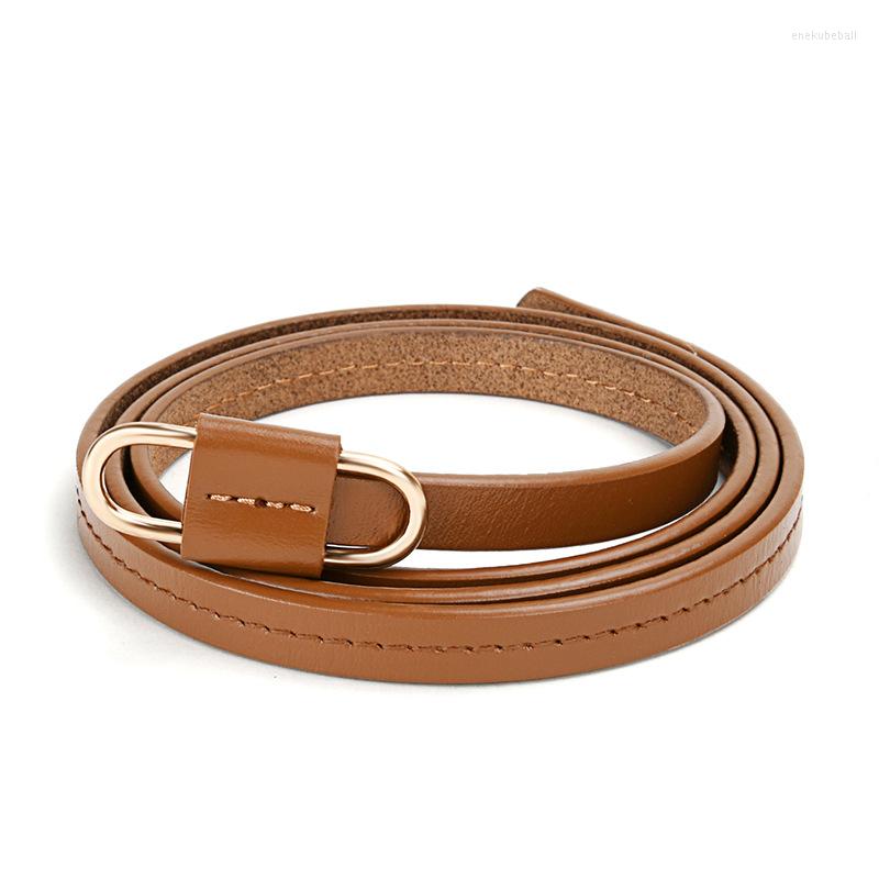 

Belts 1cm Ladies Soft Leather Belt Punch-free Adjustable Length High-quality Multi-color Designer For Woman, Black
