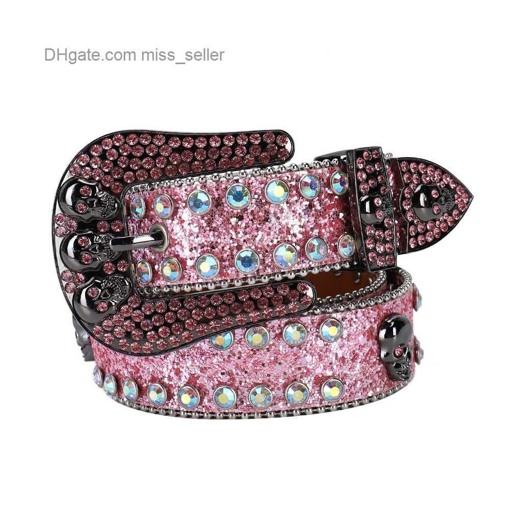 

2022 Designer Belt Bb Simon Rhinestone belt men and women's universal rivet inlaid pin buckle hip hop punk style new fashion versatile pants, Multi