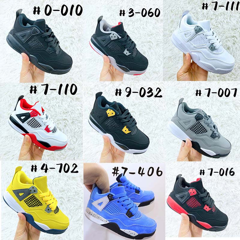 

Jumpman 4 Kids Basketball Shoes Retro Black Cat White grey Toddler TD 4s Red Chicago Pink Multicolor Boys Girls Outdoor Shoe Baby Sports Athletic Sneakers EUR 26-35