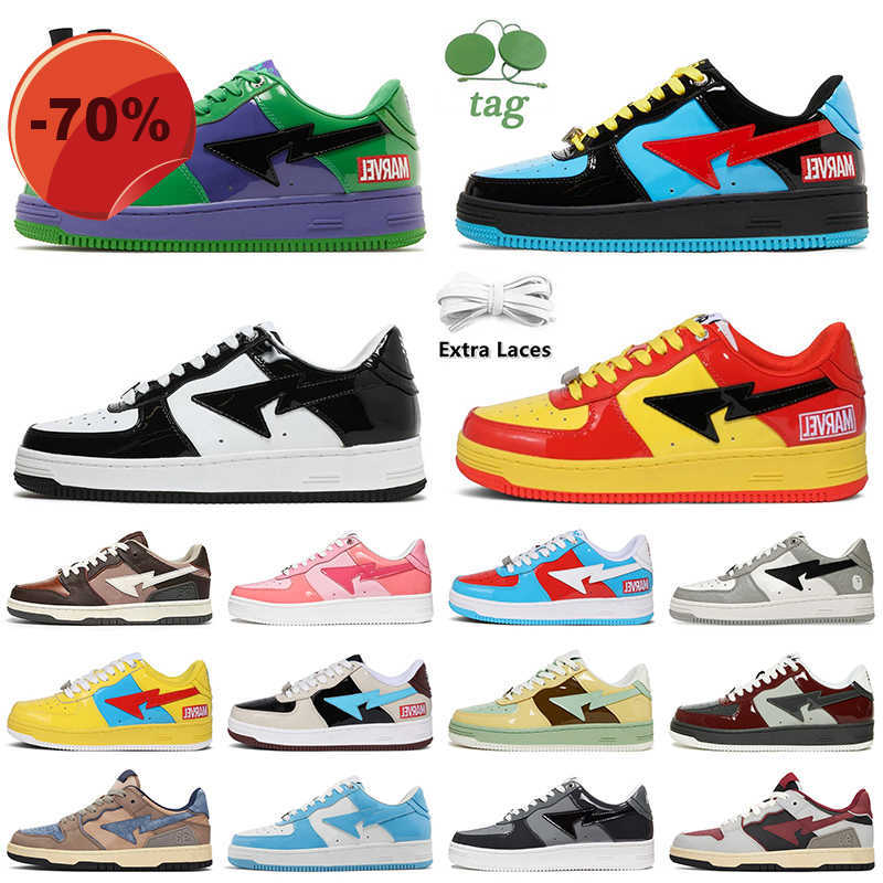 

LOW shoesCasual Shoes Bapesta Shoe Sneakers Sports Trainers Leather Black Color Camo Combo Pink Abc Grey Orange Green 2022 Bapestas Baped Sk8 Sta, C22 sk8 sta black 36-45