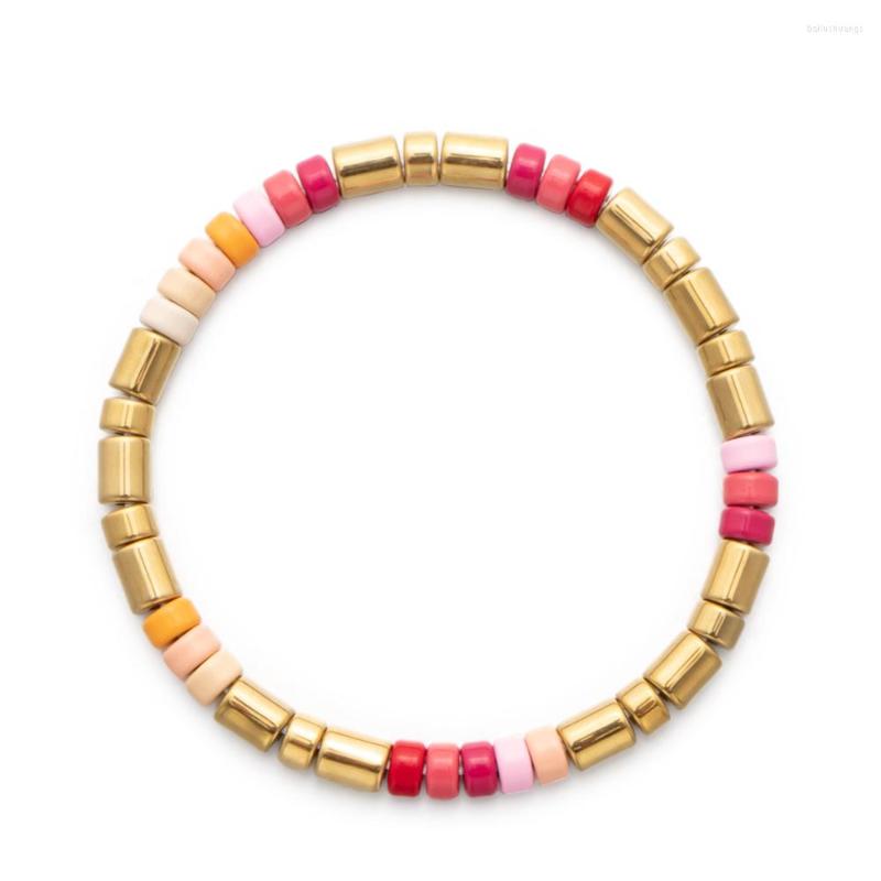 

Strand 2022 Custom Bohemia Multi Colors Jewelry Tile Bracelets Dazzling Gold Plated Rainbow Enamel
