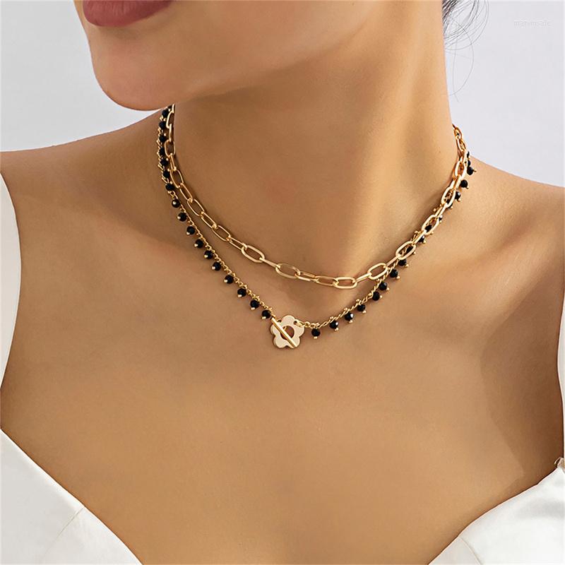 

Choker Vintage Beaded Tassel Double Layer Necklace Women Fashion Florets Clavicle Chain Gift Items For Girlfriend