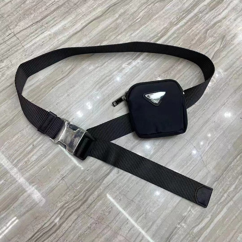 

Fashion Mini Black Waist Bags Nylon Canvas Belt Trend Small Designer Bag
