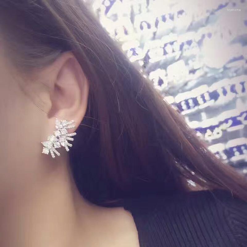 

Stud Earrings YAN MEI Fashion Micro Mounted Zircon PLANT Dress Earring Women Weeding Gift GLE6415Y