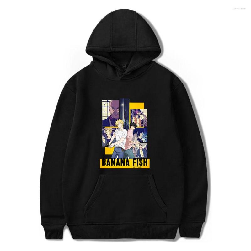 

Men's Hoodies Trendy Banana Fish Anime Hoodie Men/Women Fashion Harajuku Sweatshirt Pullover Streetwear Outwear, Black