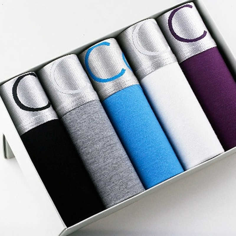 

Men's Underwear Sexy Mid Waist Boxer Solid Color 5 Gift Boxes High Quality, 510e