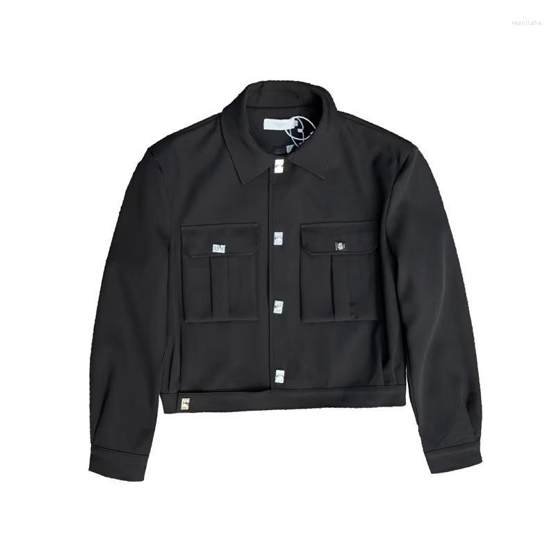 

Men's Jackets Fashion Bomber Men Coats Metal Buttons Autumn Spring American Trendy Turn-Down Collar Outerwear Solid Leisure Jacket, Black