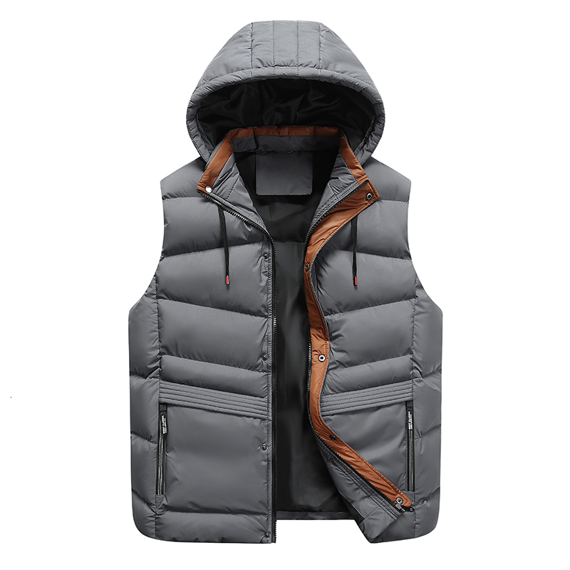 

Men's Vests NEEDLESNOAH Spring Autumn Sleeveless Jacket for Men Fashion Warm Hooded Male Winter Vest Light Plus Size Mens Work Vest 221202, Auburn